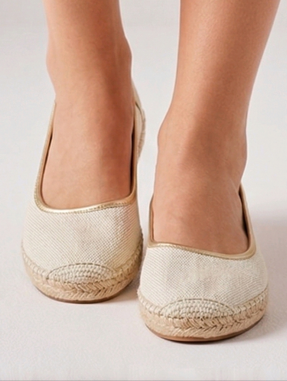 Talbots Metallic Canvas Ballerina Espardrille Flats